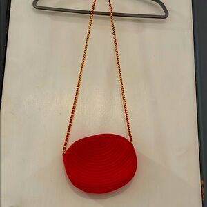 Chic Red Textured Crossbody Bag